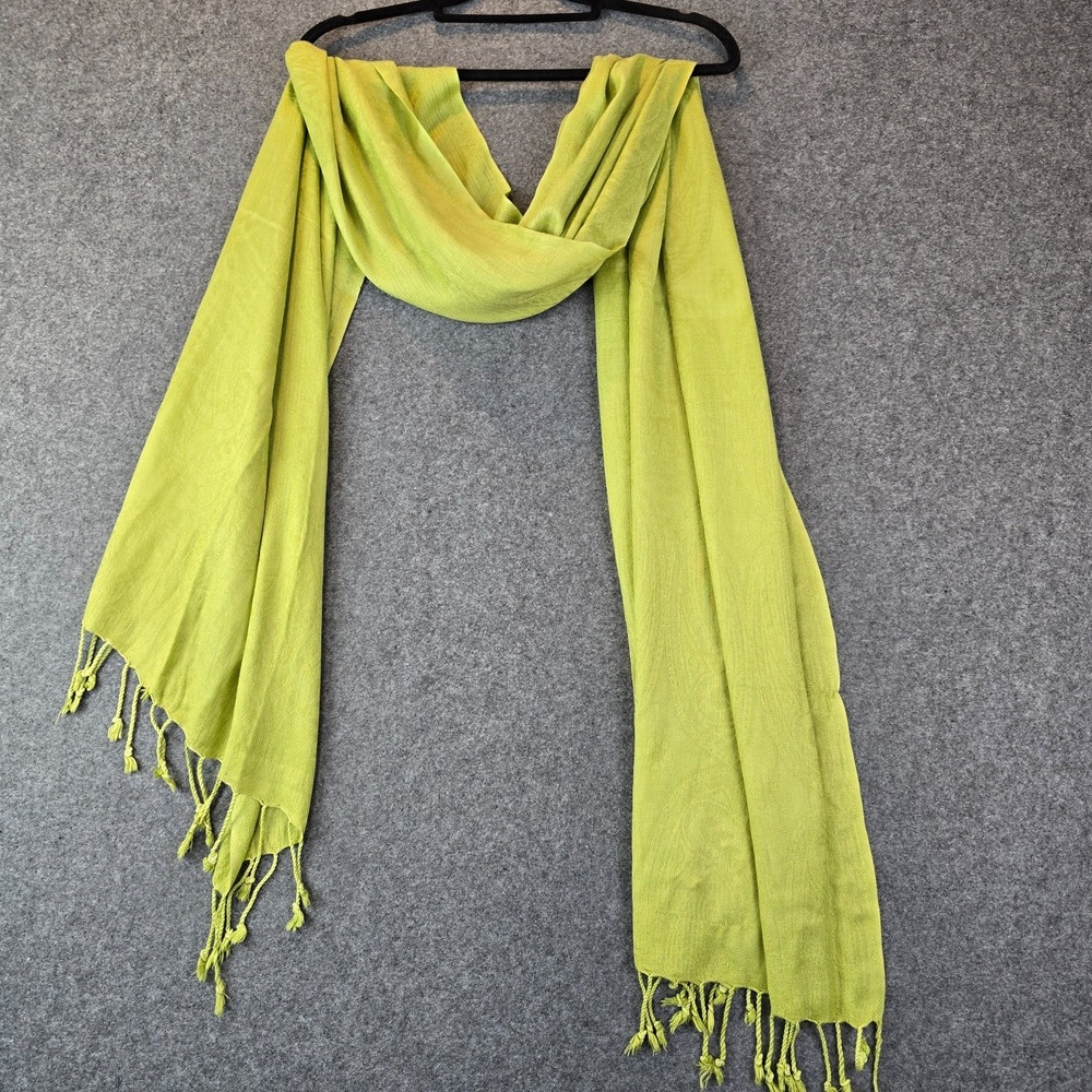 Wrap Shawl Women's Green Paisley Print Lightweight Woven Fringe Hem Bohemian